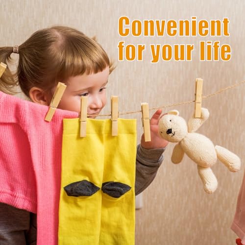 GZXUNFA Natural Bamboo Clothespins 20-Pack Wooden Clothes Pins with Spring, 2.4 Inch Heavy Duty Rust Resistant Clips for Laundry, Crafts, Kitchen & Home Organization