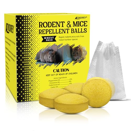 Rodent & Mice Repellent,Indoor/Outdoor/Car Engine Protection,Long-Lasting Peppermint Oil Formula,Safe for Pets & Kids,30-60 Days Effective Mouse Deterrent (18, Yellow)