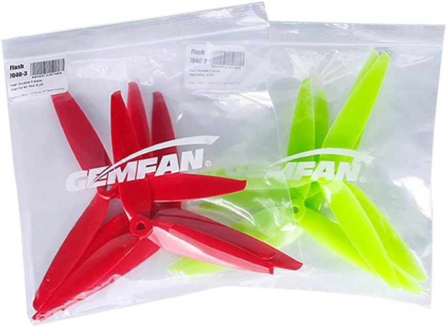 8pcs 3-Blade Props high-Speed Propellers, 7inch 180mm CW CCW for Racing Frame FPV Drone 2206-1500kv Motors,GEMFAN 7040（Yellow and Red）