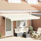 Einfach zu montierende Terrassenmarkise in Creme 400 x 200 cm, Einziehbare Markise für Terrasse und Garten mit manueller und elektrischer Bedienung, Moderne Markise,