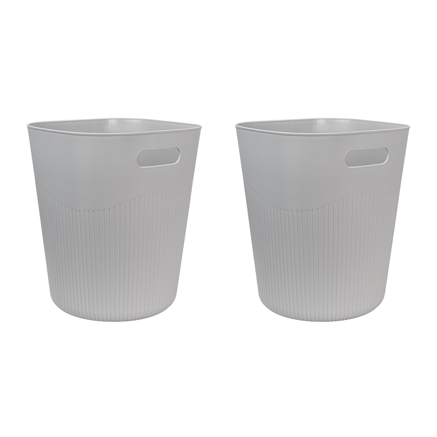 JVL Riblex Square Waste Bin 11L Set of 2 Bathroom Bedroom Office Grey