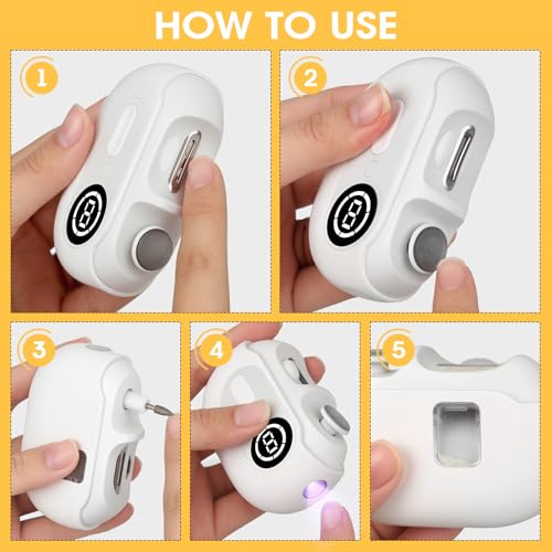 4-in-1 Elektrischer Nagelknipser – Elektrischer Nageltrimmer mit LED-Licht,UV-Lampe und Aufbewahrung von Nagelresten Automatischer Elektrische Nagelknipser für Babys, Senioren und Erwachsene