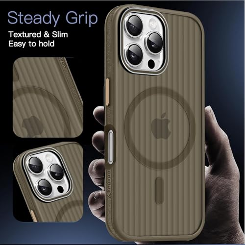 Image of KARWAN Polycarbonate Beam Magnetic Protective Cover Compatible with iPhone 16 Pro Max Camera & Body Protection|Anti Shock,Scratch Resistant|Precise Cutouts Modern Design|Wireless Charging (Brown)