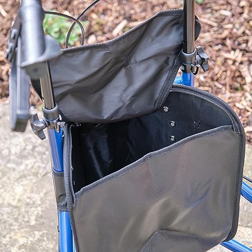 NRS Healthcare 3 Wheel Steel Rollator Wheeled Walking Aid with Bag & Lockable Brakes, Folding & Height Adjustable – Blue - 5