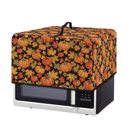Image of Countertop Microwave Cover Stain-Resistant Convection Oven Cover Toaster Oven Protector for Home Autumn Decor, L, 20.9 x 15.7 x 12.4 Inches, Fall Leaf Pumpkin Orange