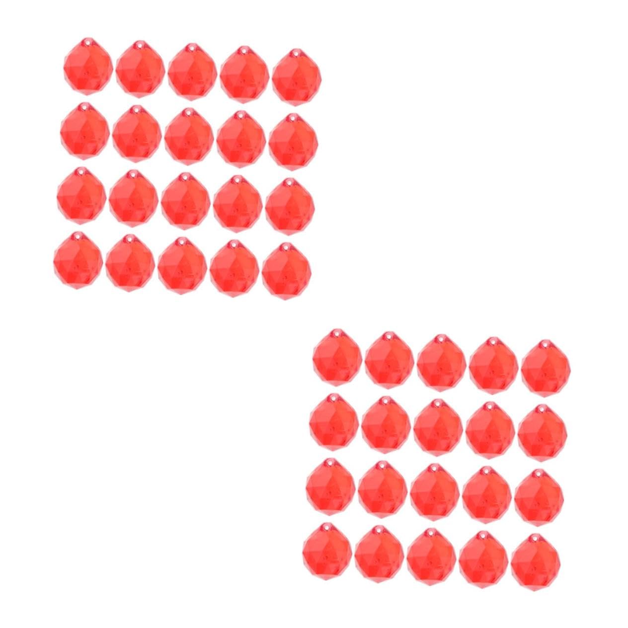 NUOBESTY 2 Sätze roter Kristallanhänger Dekorativ goldene Tischdekorationen klar für weihnachtsbaumdeko tannenbaum dekoration Hochzeitsperlen Anhänger Perlendekor für die Hochzeit Plastik