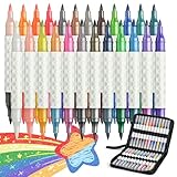 ZZWUAPT Glitter Changing Markers,24 Pack 47 Colors Sparkle Magic Markers Dual Tip Markers for Adult Art Supplies, Drawing Bullet Journal,Coloring books