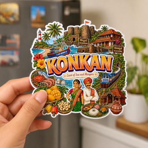 Image of Zesta Wooden Fridge Magnets Set | Refrigerator Decor Magnets for Kitchen | India Souvenir Fridge Magnet Collection | Wooden Magnet for Fridge Door Decoration (Konkan)