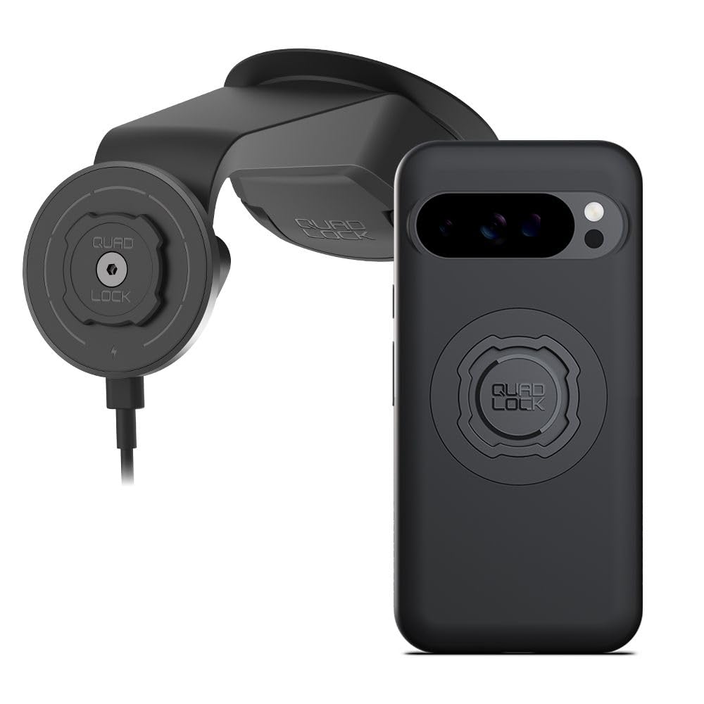 Windscreen/Dashboard Suction (V6) Car Phone Mount with MAG Phone Case and MAG Wireless Charging Head for Google Pixel 8 Pro