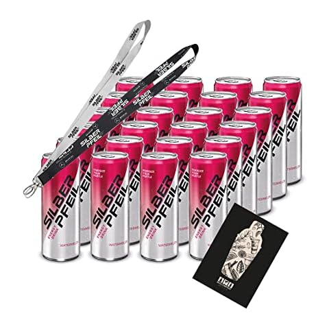 Silberpfeil 24er Set Energy Drink Watermelon Wassermelone 24x 0,25L inkl. Pfand EINWEG + 1x Schlüsselband Lanyard Cover