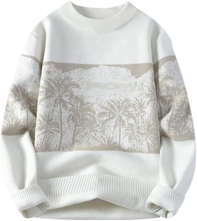 Men's Printing Sweater Round Neck Knitted Base Sweaters