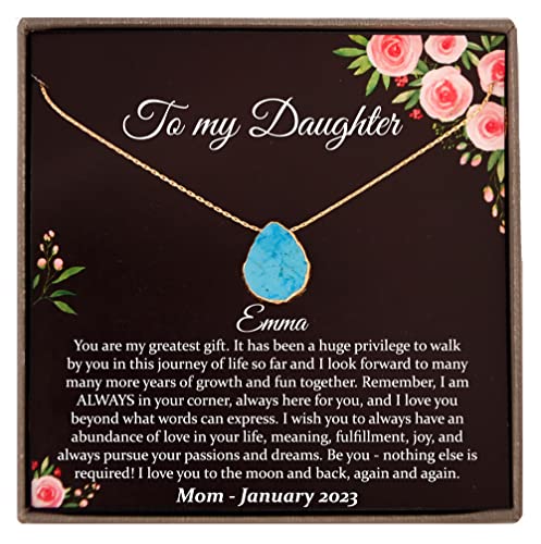Personalized Daughter Necklace from Mom or Dad, Gemstone Necklace, Jewelry with Meaningful Message