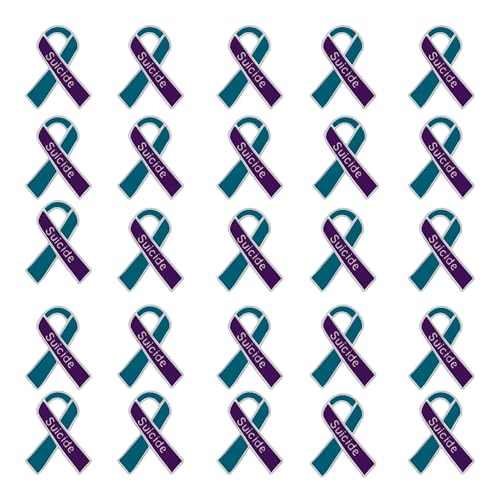 Image of Suicide Awareness and Prevention Pin - Bulk Packs - Variety Pack of Teal & Purple Ribbon Pin Perfect for Support Groups, Gift-Giving and Fundraising