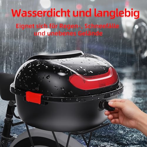 Mihoho Fahrradkoffer für alle Gepäckträger, abschließbare wasserdichte Fahrradbox | Helmkoffer | Gepäckträger Koffer | Helmbox | Fahrradgepäckträger Box (Schwarz)