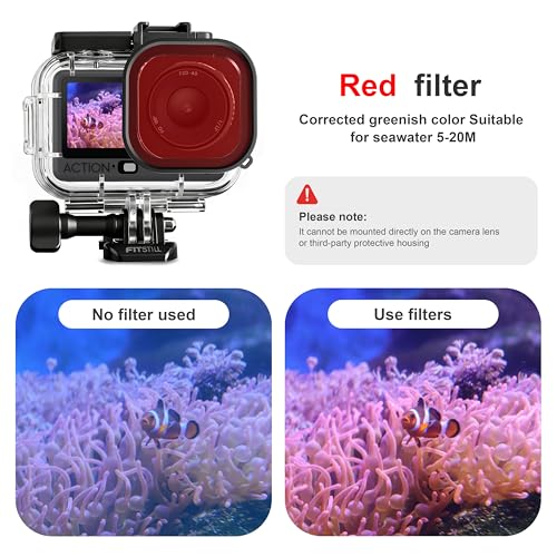 FitStill 60M/196FT Tauchset für DJI Osmo Action 6, wasserdichtes Gehäuse + Auftriebsgriff + Tauchfilter für Unterwasseraufnahmen, Schutzzubehör für DJI Action 6