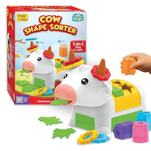 Image of Imagimake Cow Shape Sorter |Leaps & Bounds Baby Toys for 12+ Months | Educational Toy for Toddlers, Infants | 5-in-1 Play & Learn |Stacking, Sorting, Pretend Play | Gift for Kids 1+Year Old