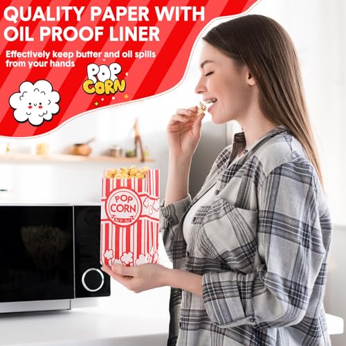 Potchen 502 Pieces Popcorn Machine Supplies Set Includes 500 Pcs 1oz Red and White Popcorn Bags Bundle Scoop and Stainless Steel Seasoning Dredge Salt Shaker for Party Movie Night Theater(Classic) - Thumbnail 6