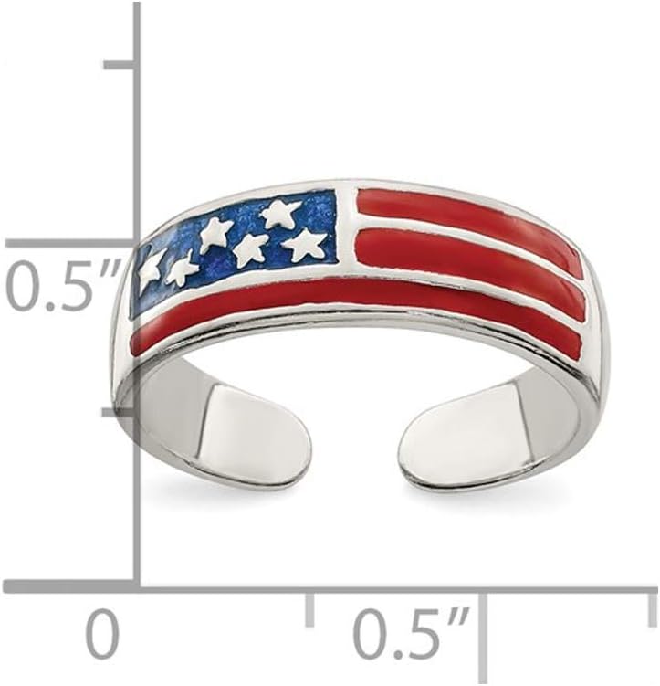 American Flag Toe Ring in Sterling Silver