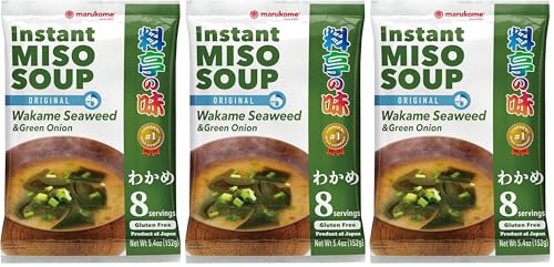 Marukome Sopa Instantánea de Miso Ryoutei-No-Aji con Wakame 156g (Paquete de 3)