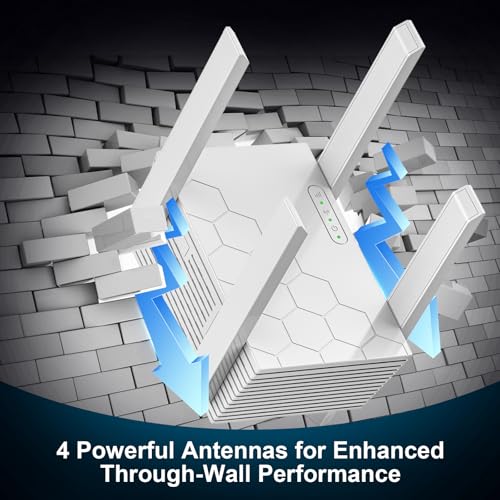 WiFi Extender Signal Booster Dual Band 5.8GHz&2.4GHz, WiFi Booster Covers Up to 10200 Sq.ft and 45 Devices, Wireless Routers Amplifier 1200Mbps WiFi Repeater w/Ethernet Port, 1-Tap Setup - Image 5