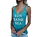 Produktbild OYSOHE Damen Briefe Weste, Neueste Women Letter Vest Sleeveless Loose Crop Tops Tank Tops Blouse Tops T-Shirt (L, Blau)