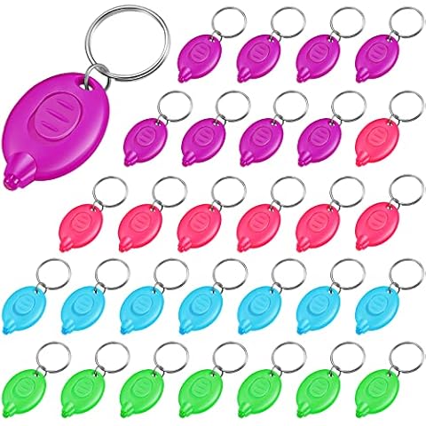 Threan 30 Mini Llaveros de Linterna de LED Llavero de Lámpara de Pilas Linterna Pequeña Cover