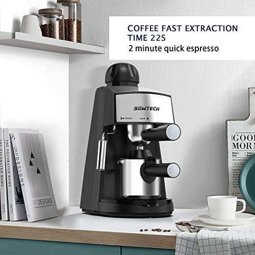Espresso Machine 3.5 Bar 4 Cup Espresso Maker Cappuccino Machine with Steam Milk Frother - Thumbnail 4