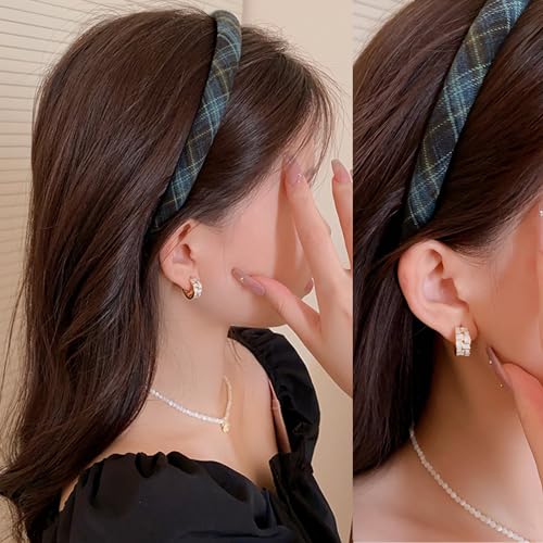 4 PCS Hairbands, Vintage Plaid Elastic Padded Headbands - Image 4