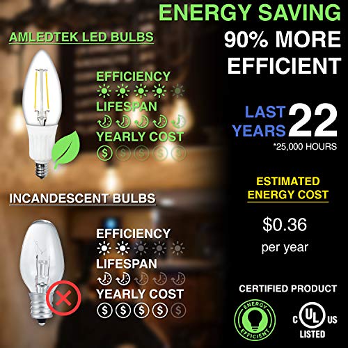 Amsecu 3W Led Candelabra Bulb 2700K Warm White, 40W 45W Equivalent 300 Lumen E12 Base Led Bulbs Filament Candle Light 6 Pack #TOP2