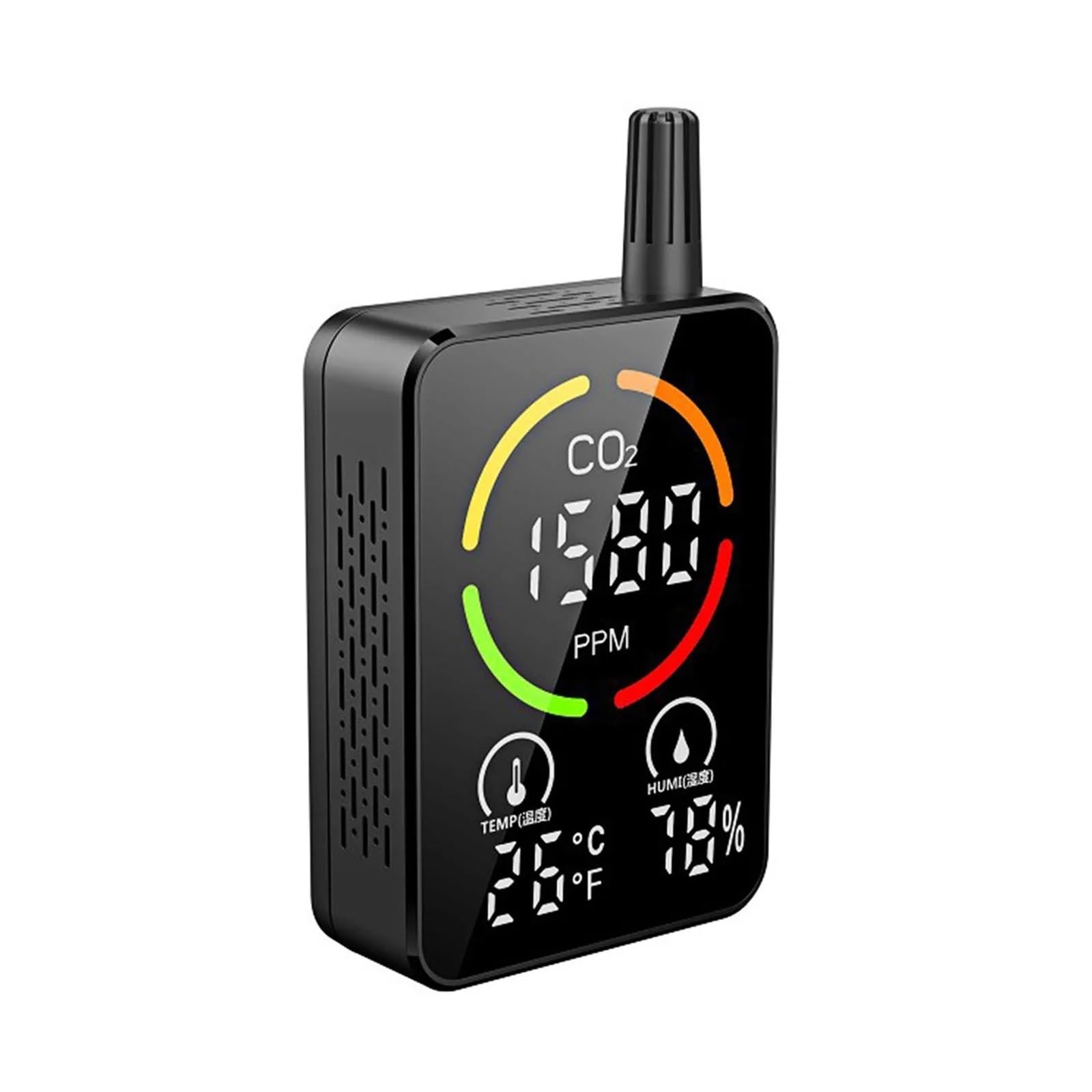 Moniteur De Qualité L'air Avec Détecteur CO2, Capteur Température Et D'humidité, Testeur Concentration Dioxyde Carbone Alarme Surveillance Précise Temps Réel
