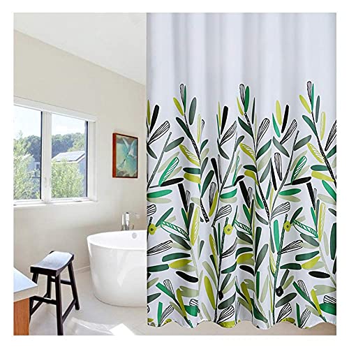 Rideau de douche long en polyester imperméable style naturel avec crochets - 2
