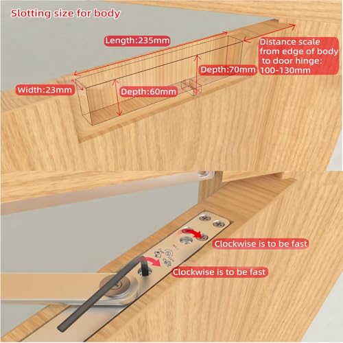 Image of Volo Automatic Hydraulic Concealed Door Closer 23MM - Aluminium, Double Speed, 60kg Capacity, Fits Thin Doors, Silver, Heavy Duty with Fitting & 1 Year Warranty