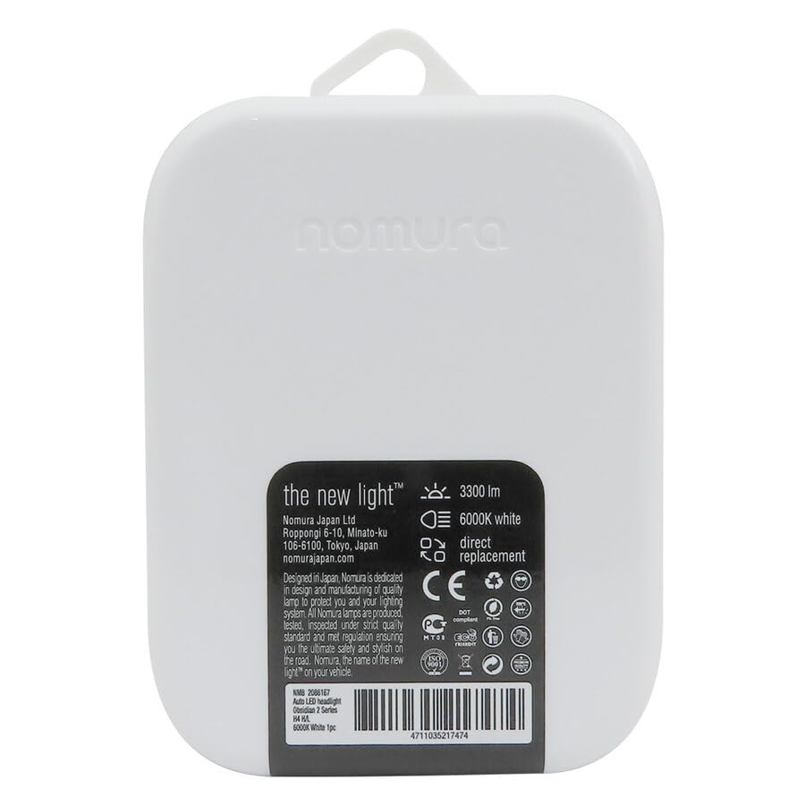 NOMURA Lampadine LED H4 H/L Obsidian Space White 6000K Canbus - 6x Luminosità, 3300lm, Anti-Errore