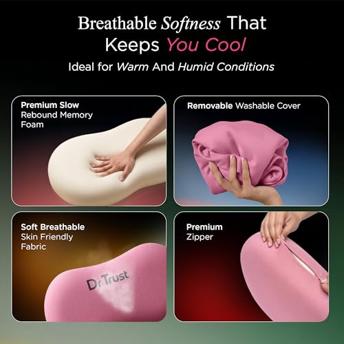 Image of Dr Trust USA 3210 Cuddlee Cuddle Pillow for Cozy Comfort, Deep Sleep, Lounging & Curved Memory Foam Hugging for Side Sleepers, Neck & Shoulder Support, Breathable Soft Fabric Snuggles Pillow