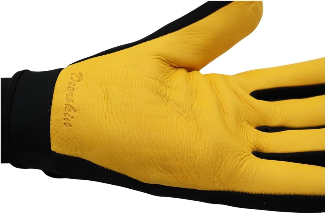 Red Steer 5521 Black/Yellow XL Grain Goatskin Leather/Spandex Driver's Gloves - Wing Thumb - 5521-XL [PRICE is per PAIR]