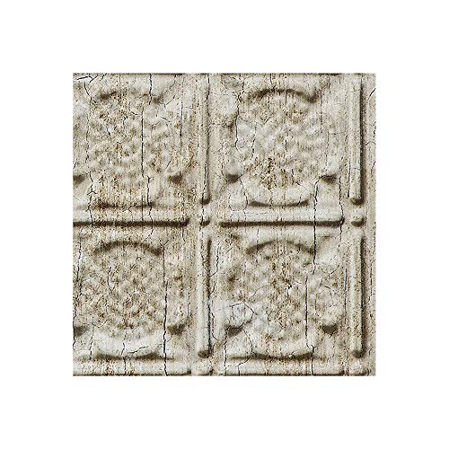 FASÄDE Traditional Style/Pattern 6 Decorative Vinyl Backsplash Panel in Vintage Metal (6X6 Inch Sample)
