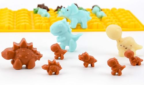 Miniatura 6 de Moldes de gomitas de dinosaurio de 2 tamaños – Moldes de silicona de dinosaurio de tamaño regular y mini antiadherentes para chocolate, incluye