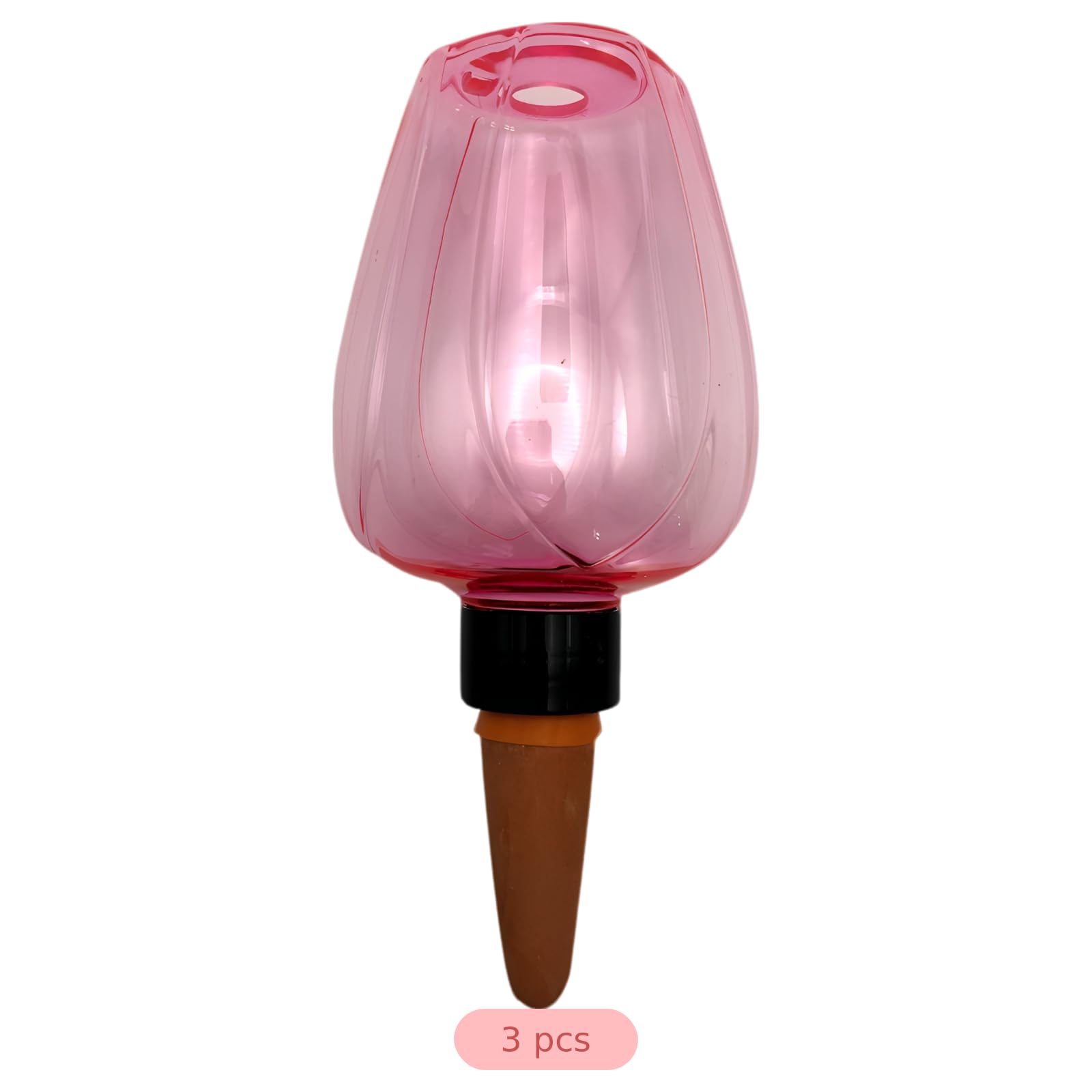 Lot de 3 Globes d'arrosage Automatique pour Plantes, Forme de Rose Rose, Diffusion Lente, capacité de 350 ML, Hauteur de 17,5 cm, pour Plantes en Pot intérieur, Vacances et décoration