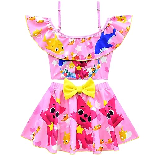 Image of Kids Girls Swimwear,1 /2 Piece Swimwear Set 2-9Years Off Shoulder Bikini Set 3D Printing Cute Sharks Bathing Suits for Girls