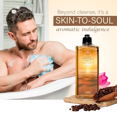 Image of Ayouthveda Oudh & Osmanthus Shower Gel with Coffee | Aromatic Body Wash for Revitalizing & Hydrating Skin | Sulfate-Free Luxury Cleanser for Men & Women | 250 ml
