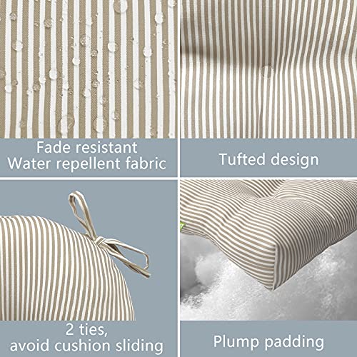 Lvtxiii Outdoor Seat Cushions Seasonal Tufted Chair Cushions, Patio Chair Pads For Dining Chairs, Office Armchairs And Garden Furniture Decoration (Round Back, 19”X19”X5”, Stripe Beige, 2 Pack) #TOP2