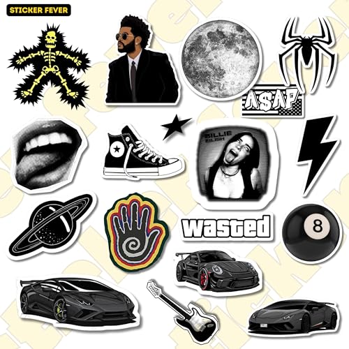 Image of Pack of 15 Cute Stickers for Laptops /Mobiles /Guitar /Journal etc. (B&W Aesthetic)