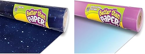 Teacher Created Resources Rollo de tablón de anuncios Night Sky Better Than Paper y color morado y azul, se lava mejor que el papel
