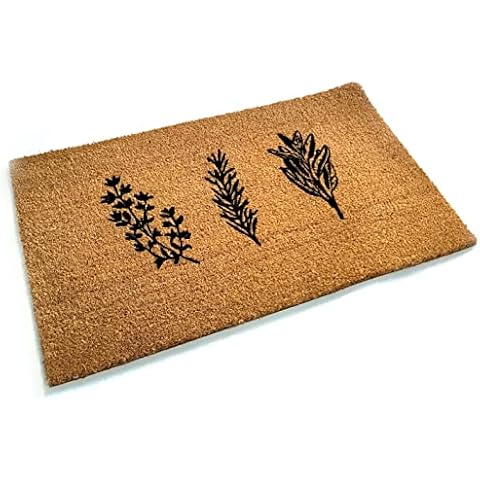 Black Ginger Coir Door Mat with Herbs Cover