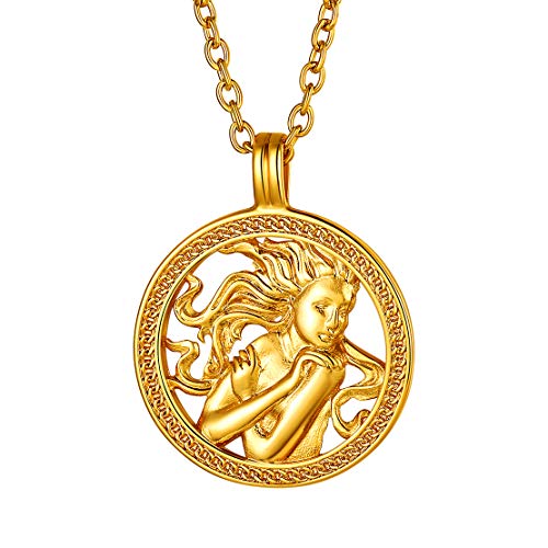 [FindChic] コイン ネックレス 18k 星座 ペンダントトップ レディース 18金めっき 真鍮 乙女座 アクセサリー アンティーク風 おしゃれ 誕生日 プレゼントのサムネイル