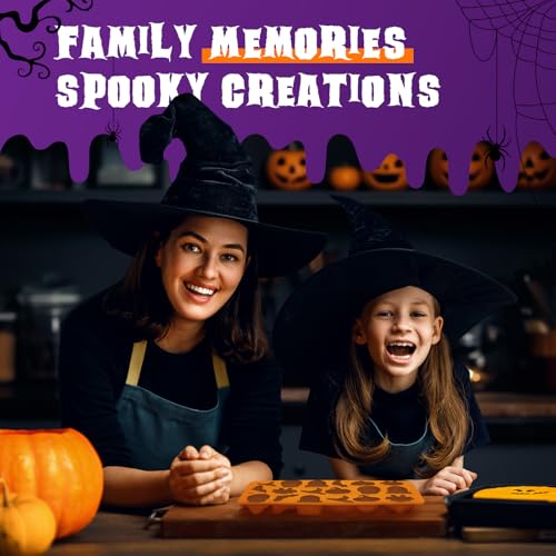 Image of Halloween Molds Silicone for Chocolate 2 Pack, 3D Halloween Chocolate Candy Gummy Mold Skull Pumpkin Bat Ghost Witch Hat Spider tombstone Shapes Mold