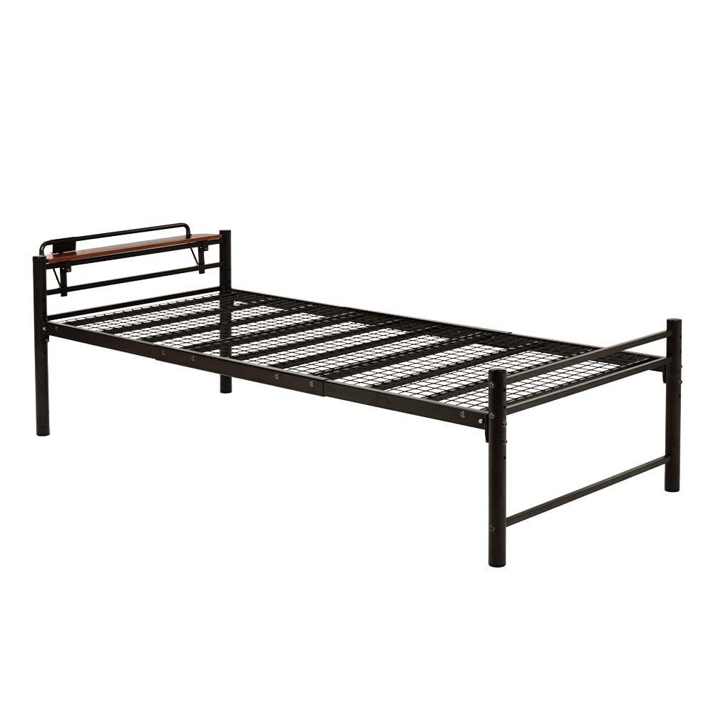 Amazon｜ベッドフレーム パイプベッド シングル 棚付き 6色 高さ