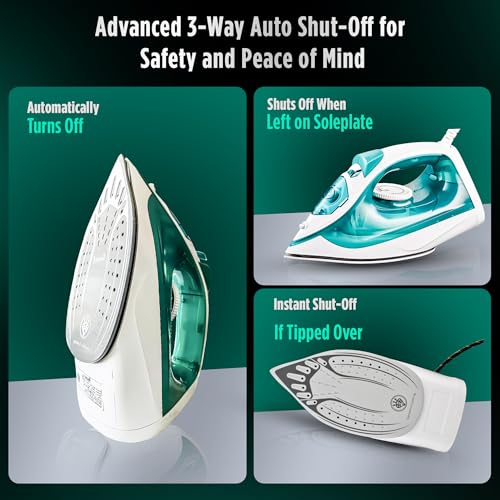 Image of Warmex 2000W Steam Iron Press Black Non-Stick Soleplate | Powerful Steam Burst Removes Wrinkles From Clothes | Quick Heat Up 18-20 Gm Min Steam | Overheat Safety | Fabric Care Steamer Iron (Green)