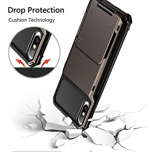 Vofolen Case For Iphone Xs Max Case Wallet Id Slot Credit Card Holder Scratch Resistant Dual Layer Protective Bumper Rugged Tpu Rubber Armor Hard Shell Case Cover For Iphone Xs Max 10S Max (Gun Color) #TOP5