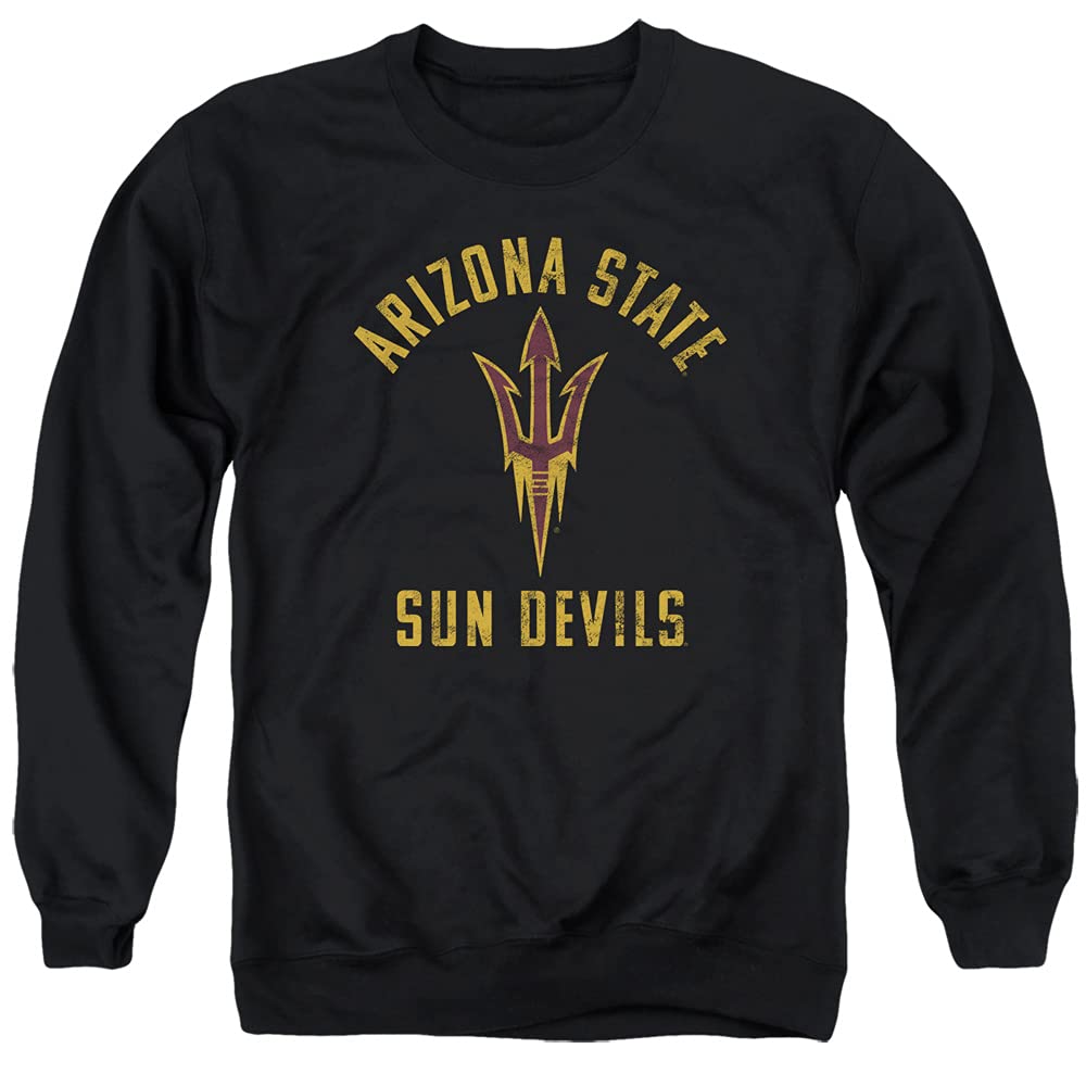 ASU Sun Devils Arizona State Official Sun Devils Logo Unisex Adult Crewneck Sweatshirt,Black, Large